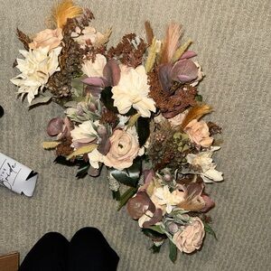 Elegant Wedding Bride/Maids Floral Arrangement with Cream and Green Accents